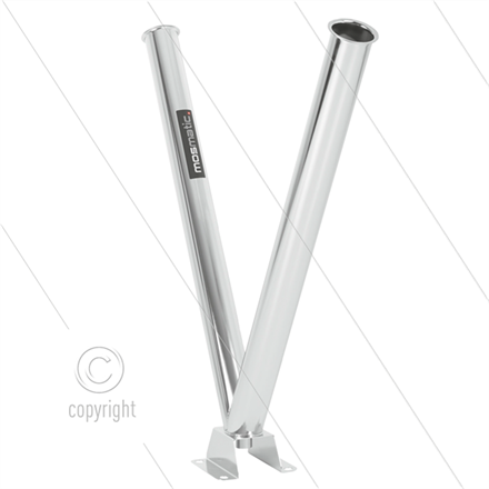 Lanzenhalter-zweifach - Edelstahl - mit erhöhter Bodenmontag