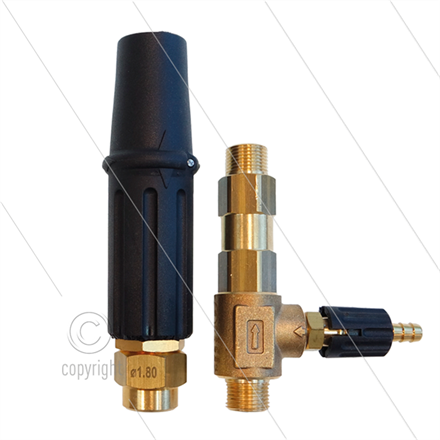 LS3 - Schaumlanze kurz (Düse 1,8mm) + Injektor (Düse 1,2mm - 040) - 60 bis 160 Bar - 5 bis