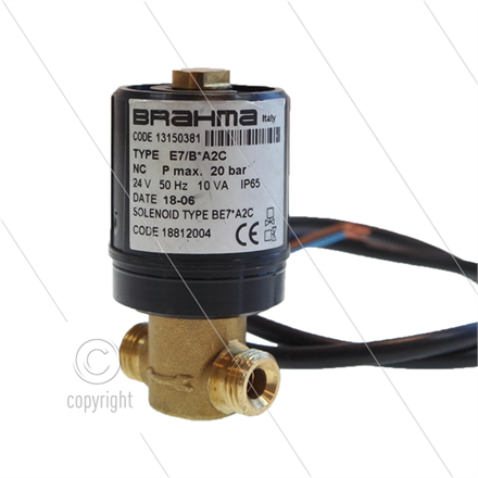 Magnetventil -Tecno.mec - Brahma - 2 x 1/4" AG - 24V DC - 10W - 20 Bar - mit kabel L=60cm
