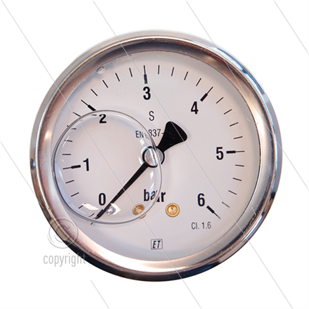 Manometer 0-6 Bar - 1/4" AG - Eingang hinten - Ø63mm