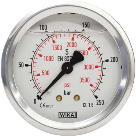 Manometer 50 mm 0-400 bar 1/4"AG Edelstahl WIKA Anschluß hinten