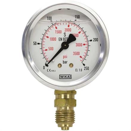 Manometer 50 mm 0-400 bar 1/4"AG Edelstahl WIKA Anschluß unten