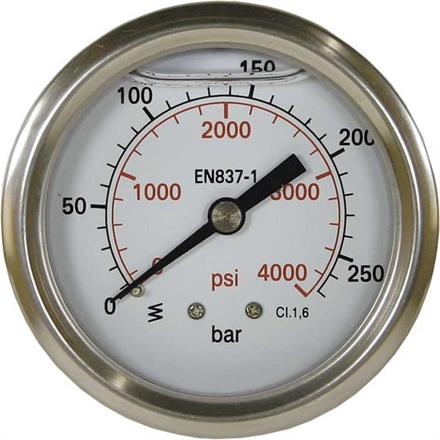 Manometer 63 mm 0-160 bar 1/4"AG Edelstahl Anschluß hinten