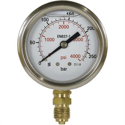 Manometer 63 mm 0-160 bar 1/4"AG Edelstahl Anschluß unten