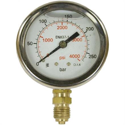 Manometer 63 mm 0-25 bar 1/4"AG Edelstahl Anschluß unten