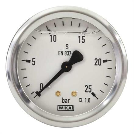 Manometer 63 mm 0-25 bar 1/4"AG Edelstahl WIKA Anschluß hinten
