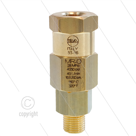 MR-O - Drehgelenk - Messing - 250 Bar - 40 l/min - max 90°C - 30 U/min - 1/4" IG x 1/4" AG