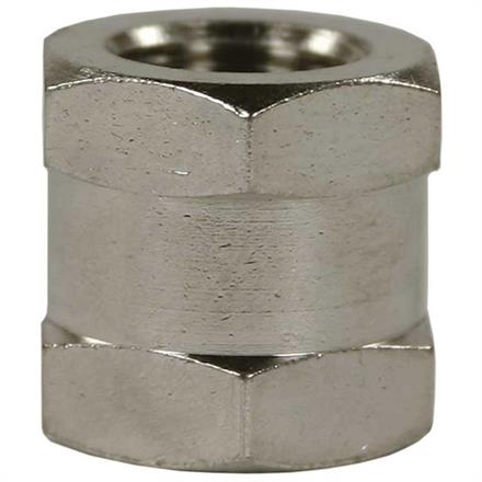 Muffe reduziert 3/8"IG : 1/2"IG Messing vernickelt
