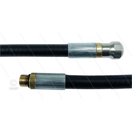 NW5 Rohrreinigungsschlauch - 15m - 200 Bar - mit Düse mit frontbohrung - max 60°C - 1/8" A