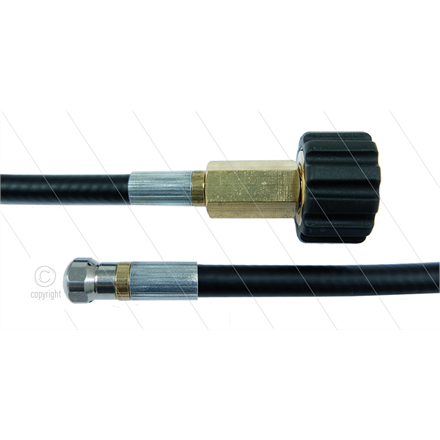 NW5 Rohrreinigungsschlauch - 25m -200 Bar - mit Düse mit frontbohrung - max 60°C - M22x1,5