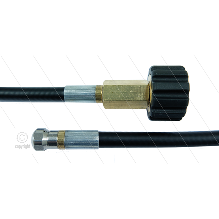 NW5 Rohrreinigungsschlauch - 30m -200 Bar - mit Düse mit frontbohrung - max 60°C - M22x1,5