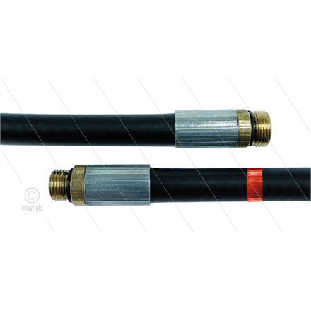 NW5 Rohrreinigungsschlauch - 7,5m - 200 Bar - ohne Düse - max 60°C - 1/8" AG x 1/4" AG