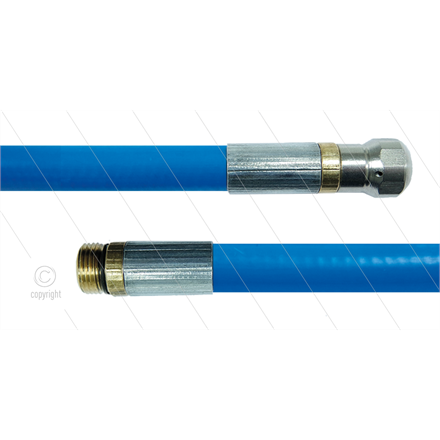 NW5 Rohrreinigungsschlauch - blau - 10m - 250 Bar - Düse 0.045 ohne Frontbohrung - 1/4" AG