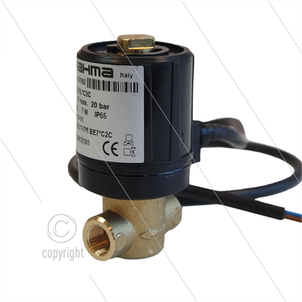 Ölmagnetventil - Tecno.mec - Brahma - 2 x 1/8" IG - 12V DC - 7W - 20 Bar - mit kabel L=60c