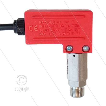 PR1 - Druckschalter - Edelstahl 3/8" AG - Einschaltdruck 45 Bar - max 600 Bar - (schwarze