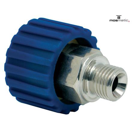 Quickverschraubung, blau, MS/vernickelt QVS-07 M22x1,5-F G1/4"M