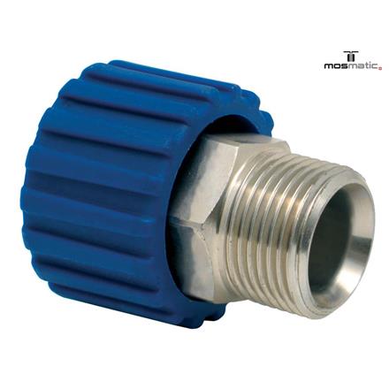 Quickverschraubung, blau, MS/vernickelt QVS-07 M22x1,5-F M21x1,5-M