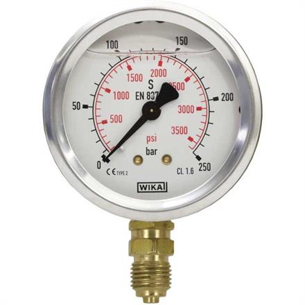 Restposten Manometer 63 mm 0-100 bar 1/4"AG Edelstahl WIKA Anschluß unten