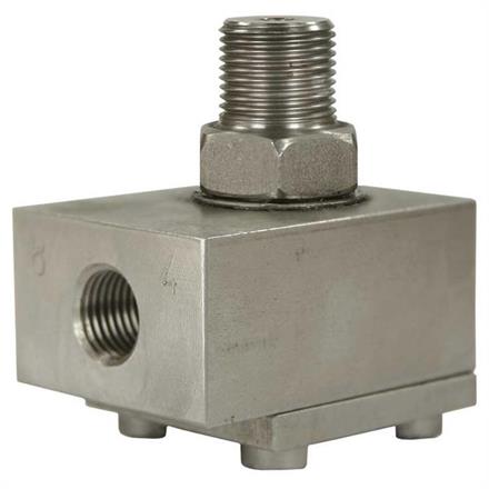 RM 1/4"IG : 3/8"AG Edelstahl 600 bar R+M Winkeldrehgelenk
