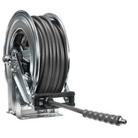 Schlauchaufroller 30 M. 1/2"IG : 3/8"AG Edelstahl Schlauch