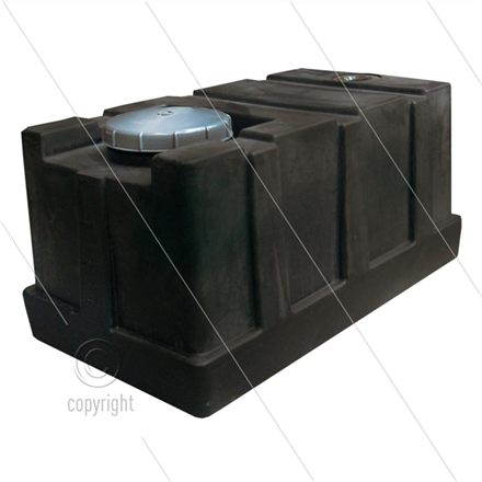 Tank - 275 Liter - Kunststoff - Schwarz - mit flachem Boden - 2 Deckel - LxBxH= 1100 x 600