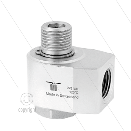 WDB Winkeldrehgelenk - einfach gelagert - 1/4" IG x 1/4" AG - 275 Bar - NW7 - 30 U/min