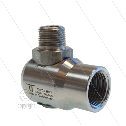 WDEI Drehgelenk - einfach gelagert - G1/2" IG BSP x R3/8" AG NPT - 400 Bar - NW9- 30 U/min