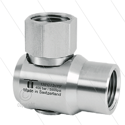 WDEI Winkeldrehgelenk - 1 lager - 2 x 1/4" IG BSP - 400 Bar - NW7 - 30 u/min - max 120°C