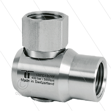 WDEI Winkeldrehgelenk - 1 lager - 2 x 3/8" IG - 400 Bar - NW9- 30 u/min- max 120°C