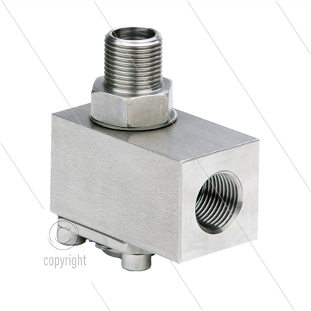 Winkeldrehgelenk WDTH10/304 - 1/2" IG x 3/8" AG - 400 bar - NW10 - max. 100°C - Edelstahl