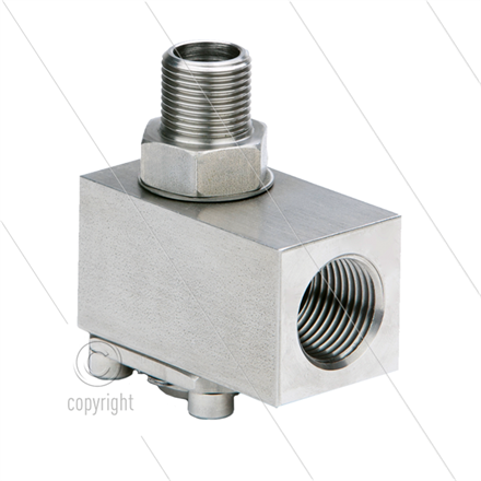 Winkeldrehgelenk WDTH12/304 - 1/2" IG x 3/8" AG - 300 bar - NW12 - max. 100°C - Edelstahl