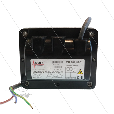 Zündtrafo Tecno.mec - COFI TRS818C - Primair: 230V / 0,9A - Secundair: 2 x 4kV / 18mA - ED