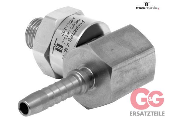 Gun Swivel-90° single bearing system, ss DGK-06-90° G1/4"M Schl-Nip-3/8" (9,5)