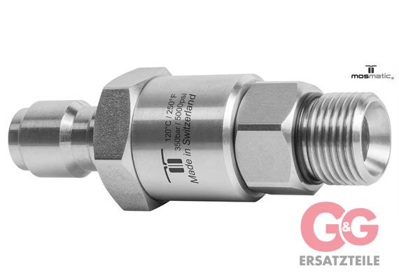 Gun swivel reinforced simple bearing system DGVI-06 Stecknippel ø12 1/4"NPT-F INOX