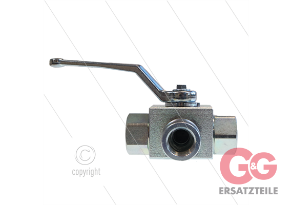 Kugelhahn 1/2" - 3-Wege - Stahl - L-Bohrung - 400 Bar - 3 x