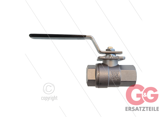 Kugelhahn 1/2" - Edelstahl 316 - 100 Bar - 2 x 1/2" IG