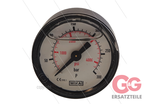 Manometer 0-300 Bar - 1/8" AG - Eingang hinten - Ø40mm - Kun