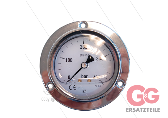 Manometer 0-400 Bar - 1/4" AG - Eingang hinten - Ø63mm - Paneleinbau