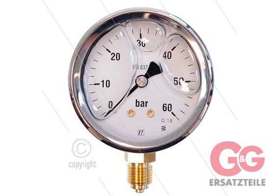 Manometer 0-60 Bar - 1/4" AG - Eingang unten - Ø63mm