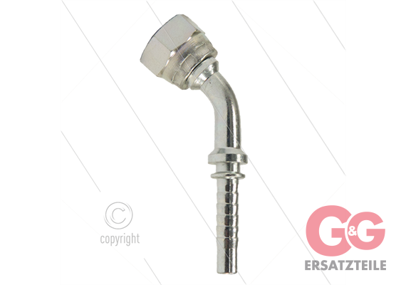 Pressnippel - Stahl - DN06 (1/4") - 1/4" DKR - 45° Bogen - SW19