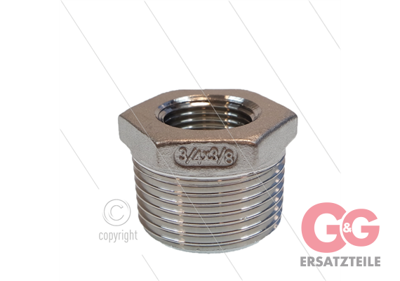 Reduziernippel - Edelstahl - 3/4" AG x 3/8" IG