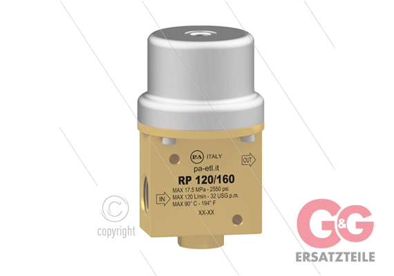 RP120/160 - pneum. Druckventil - 160 Bar - 120 l/min - max 90°C - 2 x 3/4" IG
