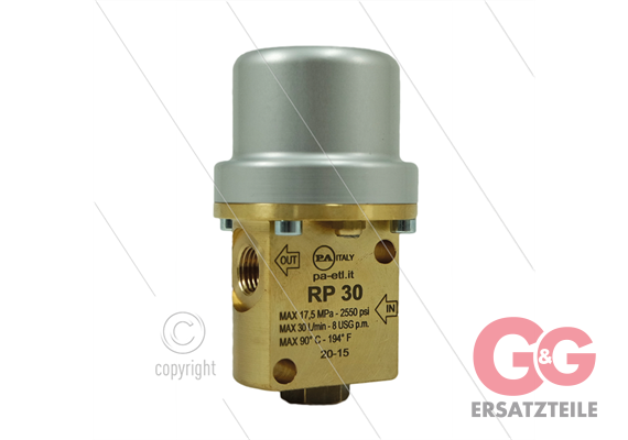 RP30/160 pneum. Druckventil - 160 Bar - 30 l/min - max 90°C - 2 x 1/4" IG