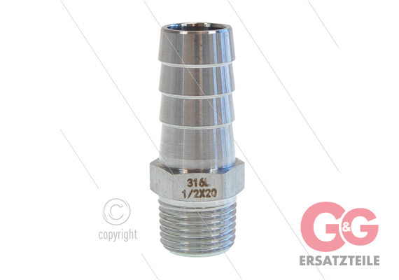 Schlauchtülle - Edelstahl - Ø19mm - 1" AG