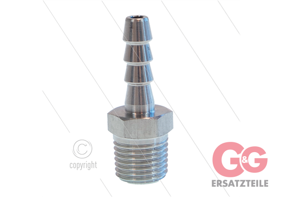 Schlauchtülle - Edelstahl - Ø6,5mm - 1/4" AG