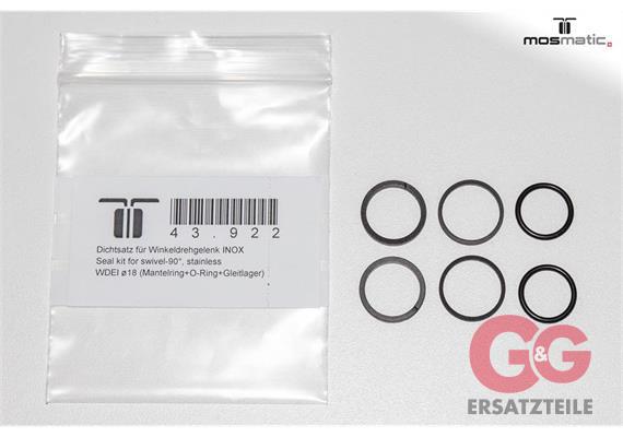 Seal kit for swivel-90°, stainless WDEI ø18 (Mantelring+O-Ring+Gleitlager)