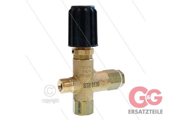 STR0130 - Bypass Regelventil - 70 Bar - 25 l/min - max 90°C - 3/8" IG x 3/8" AG