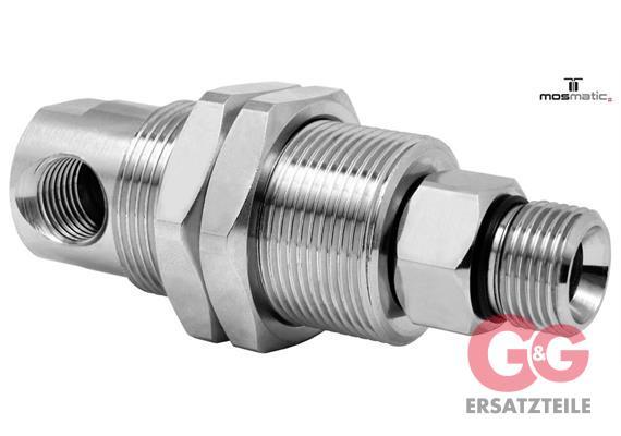 Swivel-90° with bulkhead fitting, Carbide/ss DYG-06-90° G1/4"F G3/8"M