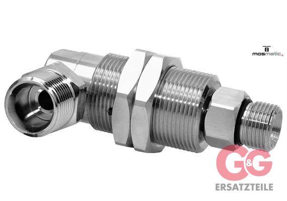 Swivel-90° with bulkhead fitting, Carbide/ss DYG-06-90° M21x1,5-M G3/8"M