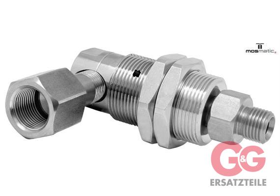 Swivel-90° with bulkhead fitting, ceramic/stainless DXG-06-90° G3/8"F G1/4"M